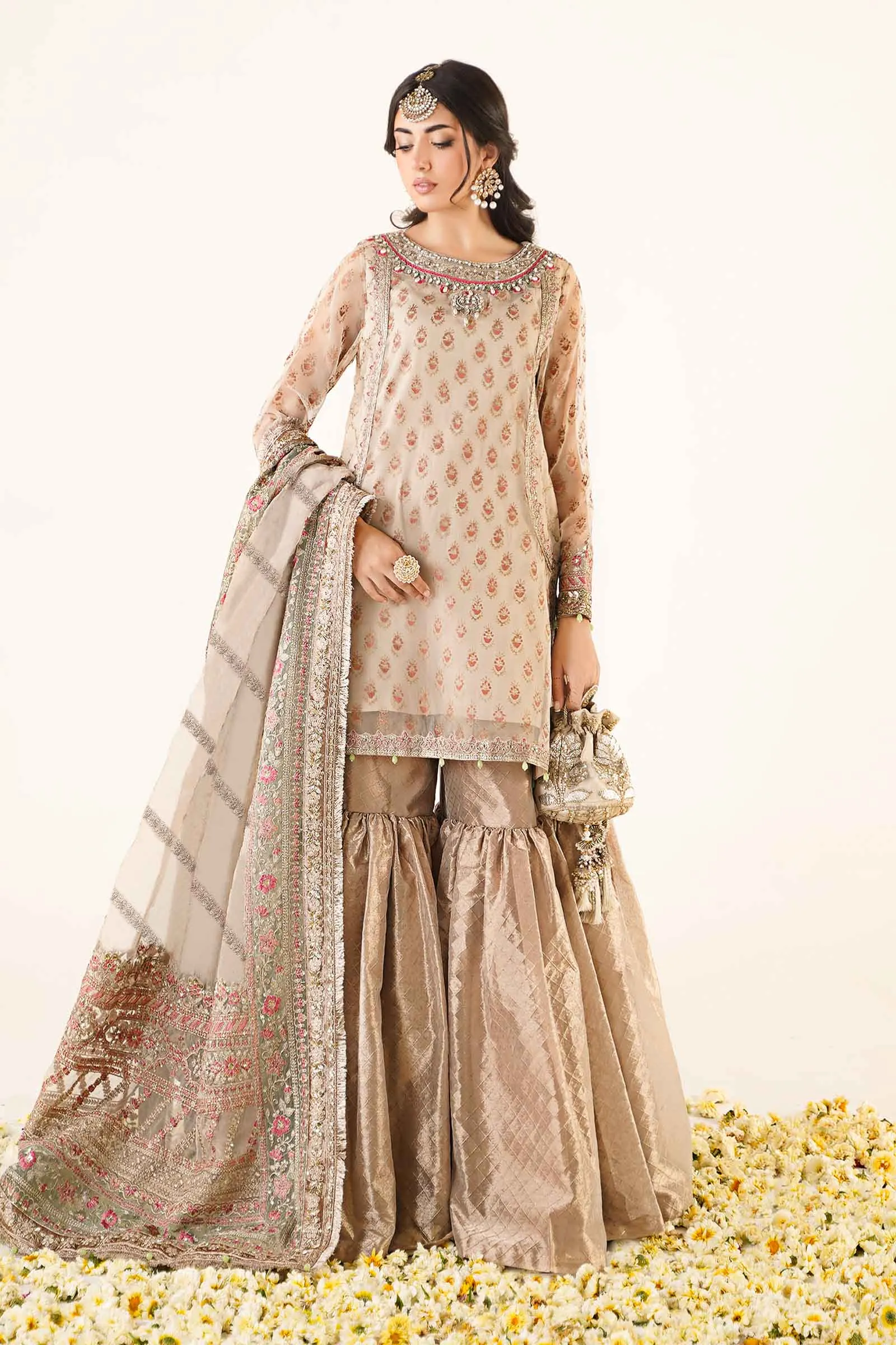 3 Piece Embroidered Organza Suit | SF-EA24-25