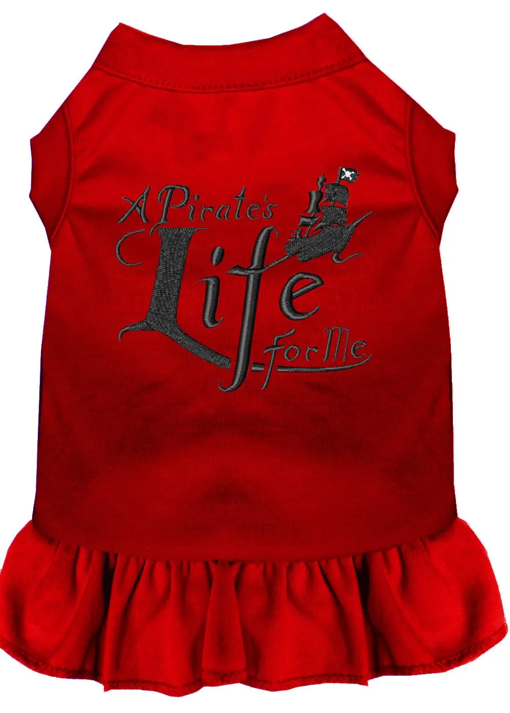 A Pirate's Life Embroidered Dog Dress Red Med (12)