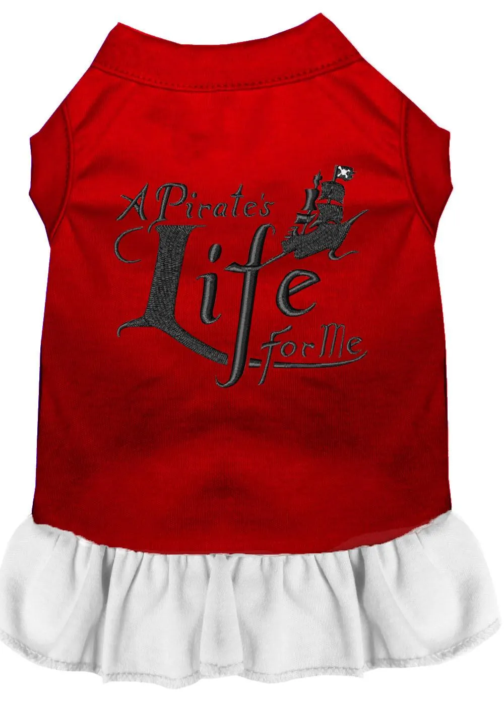 A Pirate's Life Embroidered Dog Dress Red With White Xl (16)