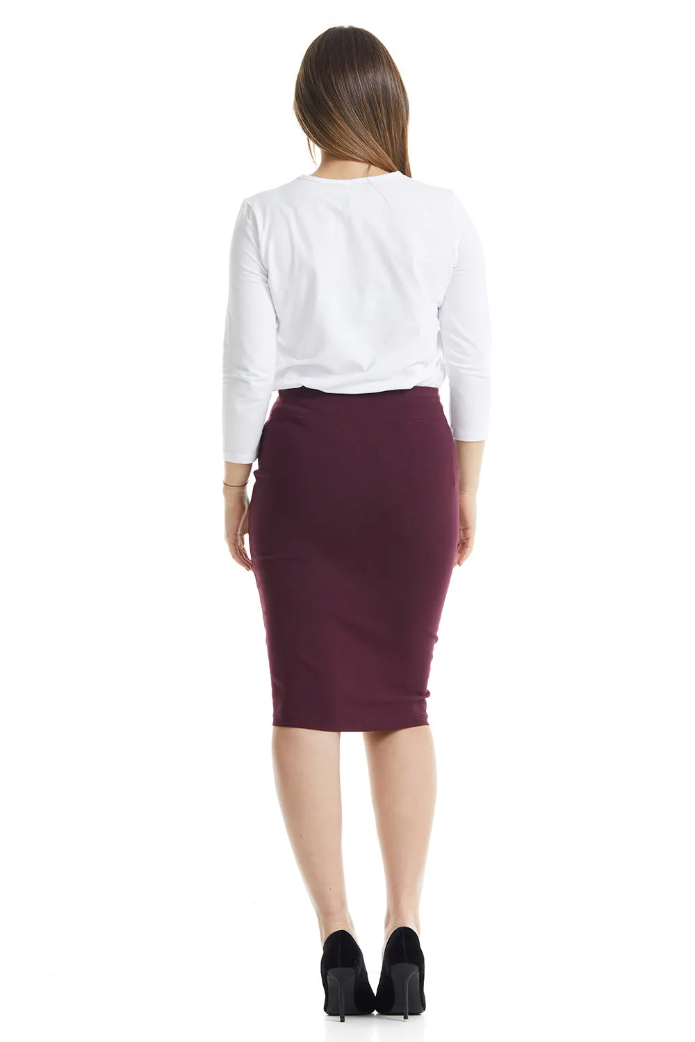 Basic below the knee snug pencil skirt 'Houston'