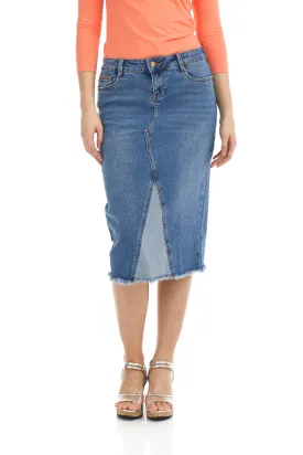 Below knee length midi jean skirt 'Milan'