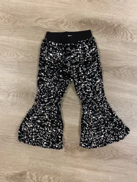 Black Silver Sequin Bell Bottoms