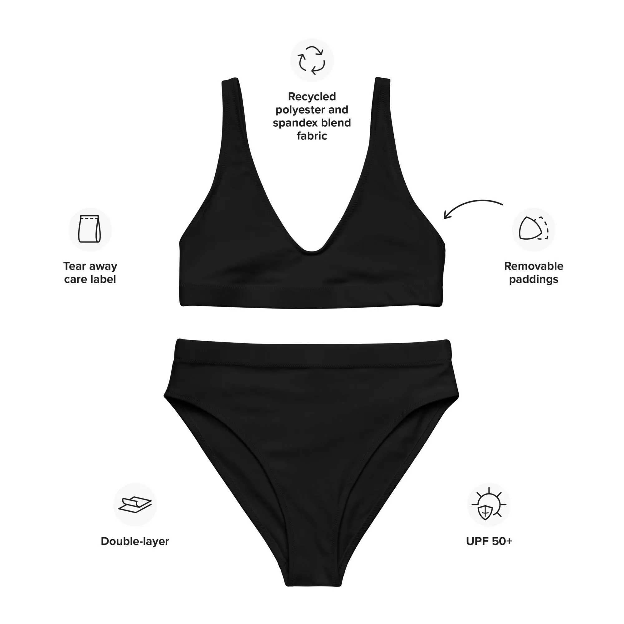 Black Two Piece High Waisted Bikini from Extremely Stoked