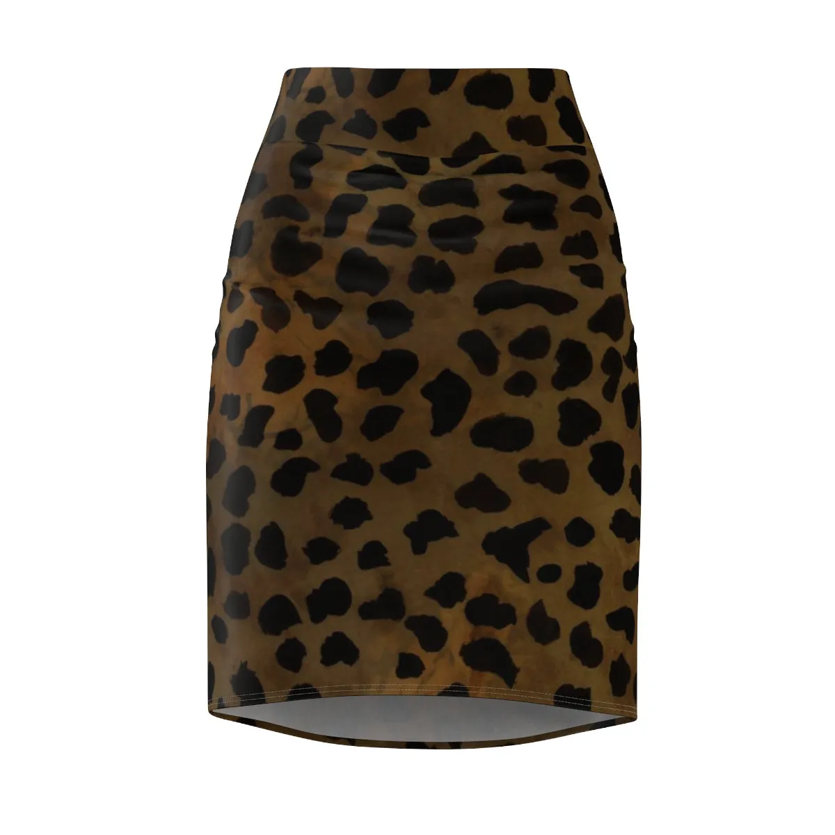 Brown Leopard Pencil Skirt, Cheetah Animal Print Women's Skirt-Made in USA(Size:XS-2XL)