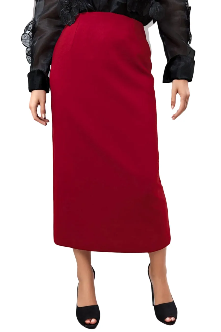 C3380 PENCIL SKIRT (RED, BLK)