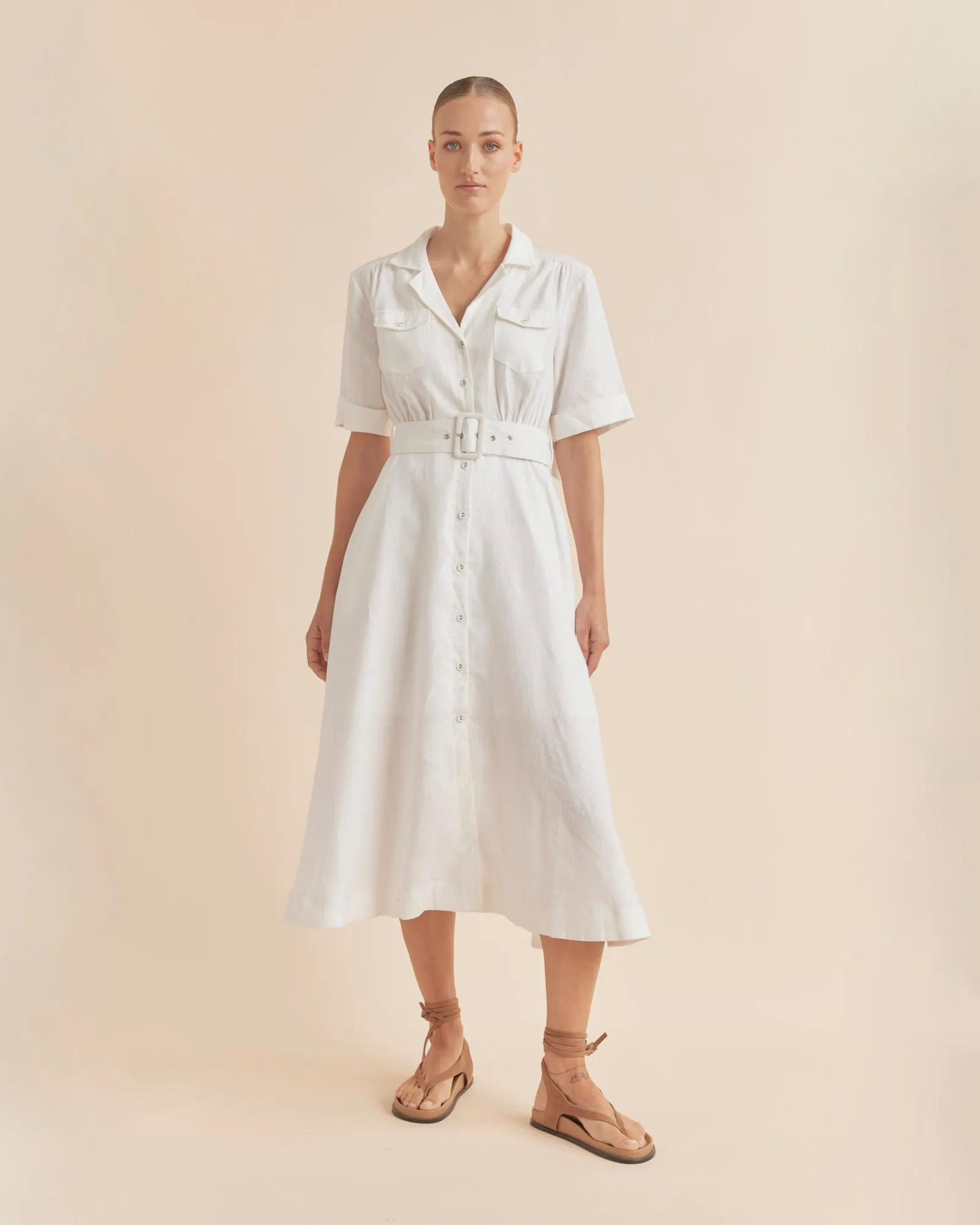 Cadence Linen Dress - White