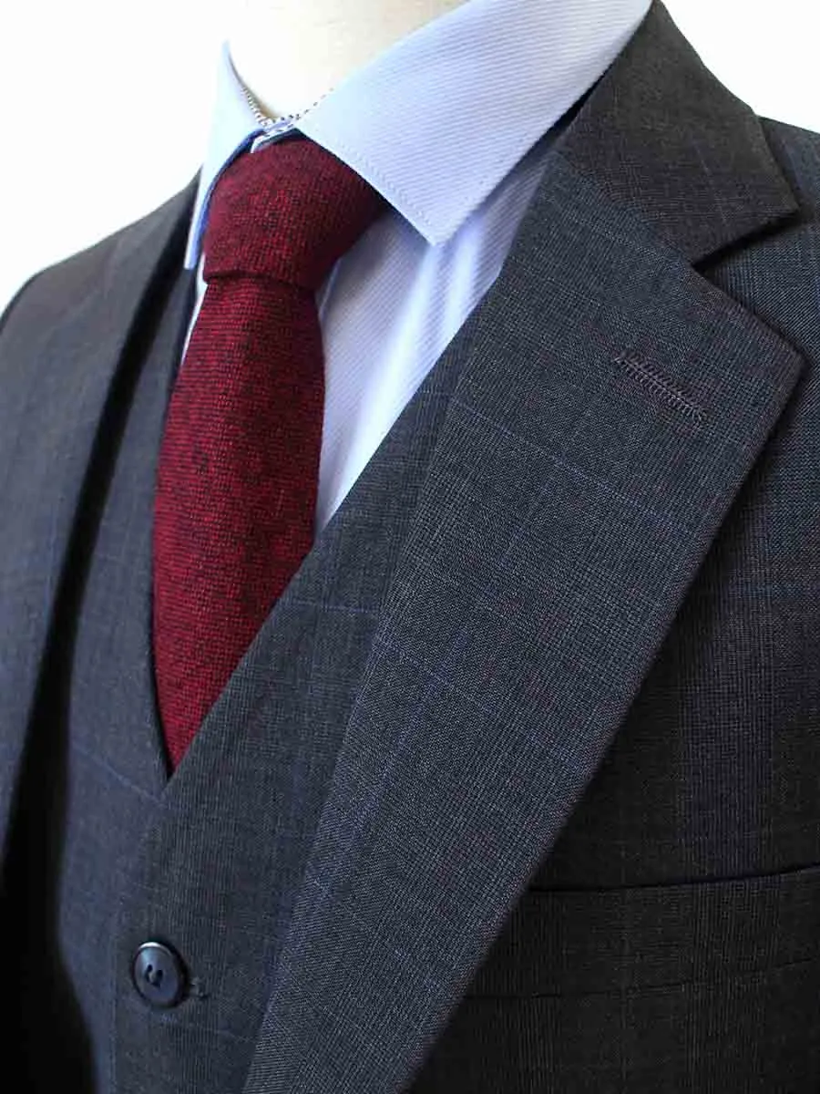 CHARCOAL PRINCE OF WALES CHECK SUIT