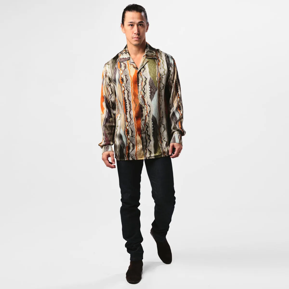 COOGI Silk Shirt - Printed in Olive