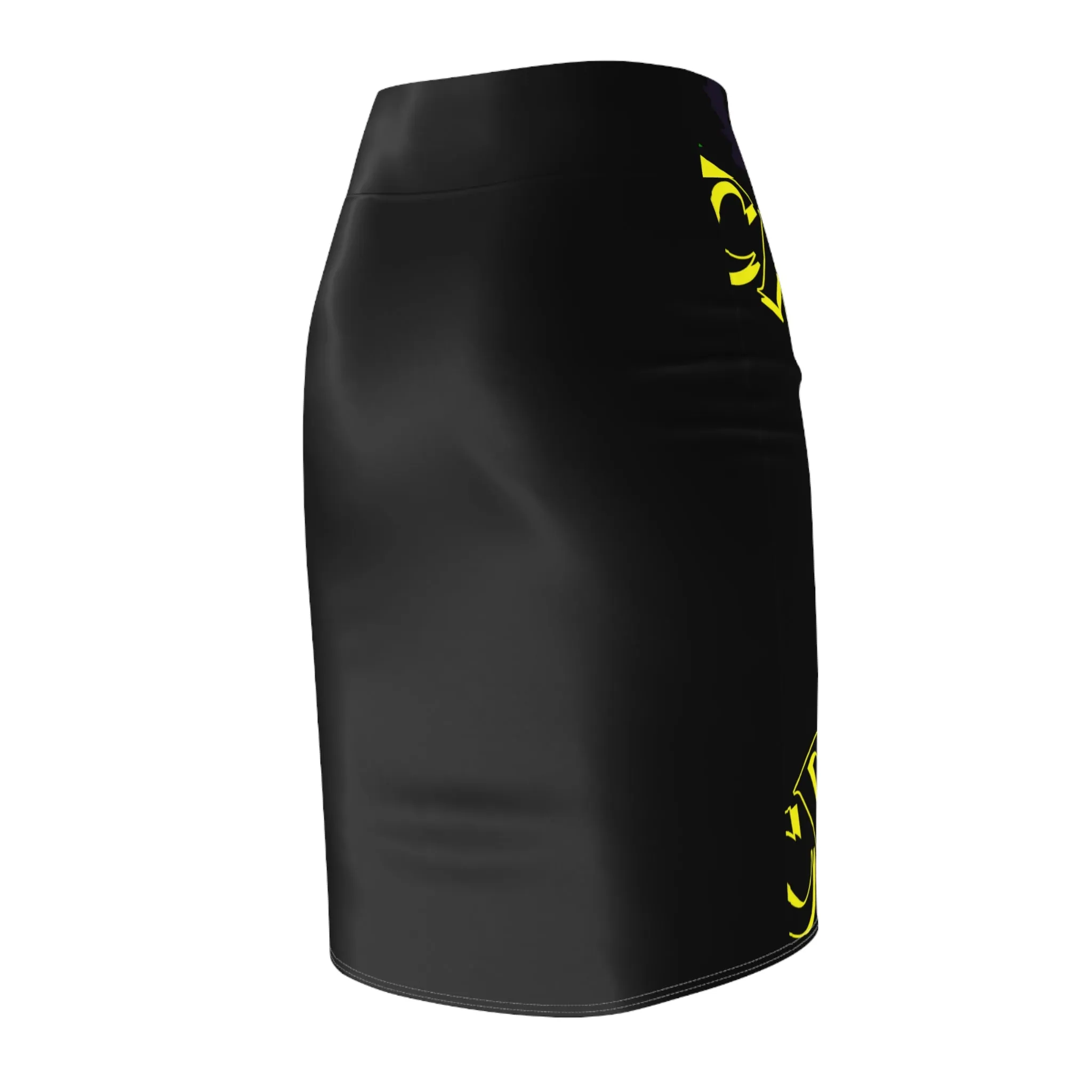 Crowgodshi First Generation Limited Edition Women's Pencil Skirt, YELLOW LOGO