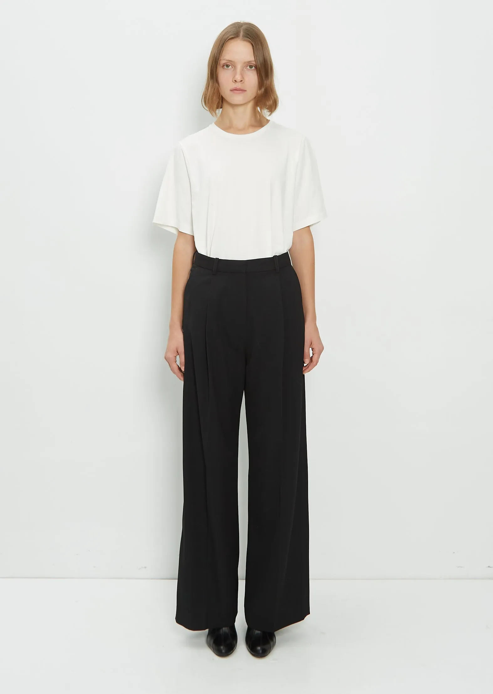 Deep Pleat Straight Trousers