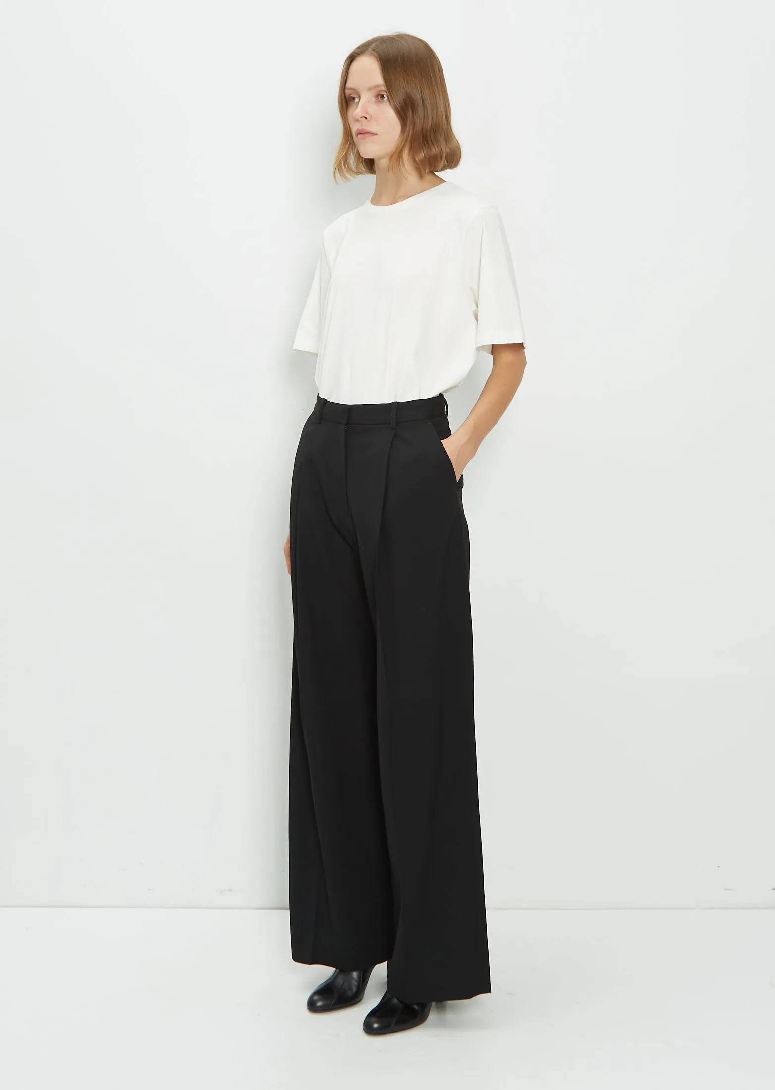 Deep Pleat Straight Trousers