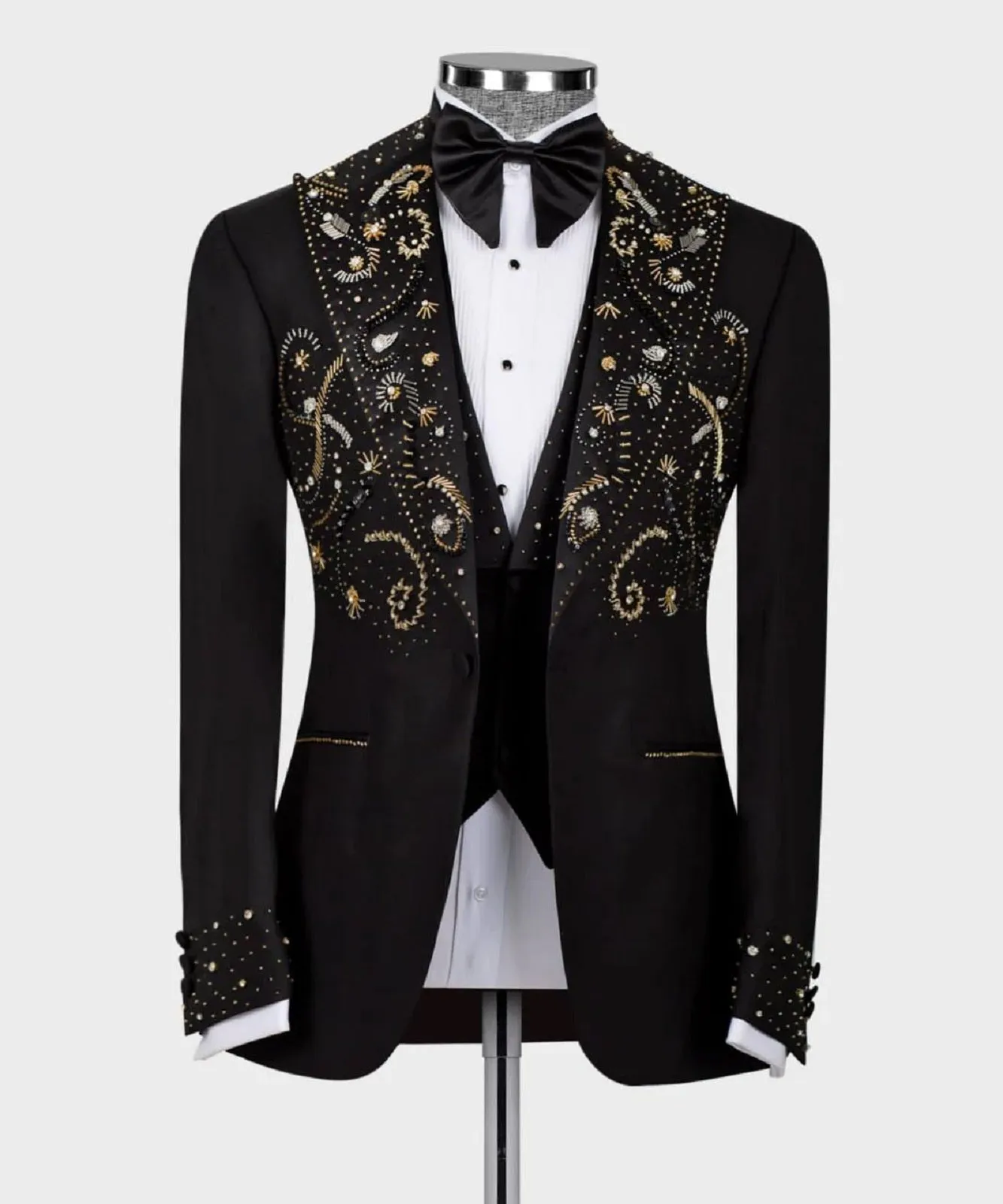 Designer Black Double Breasted Tuxedo