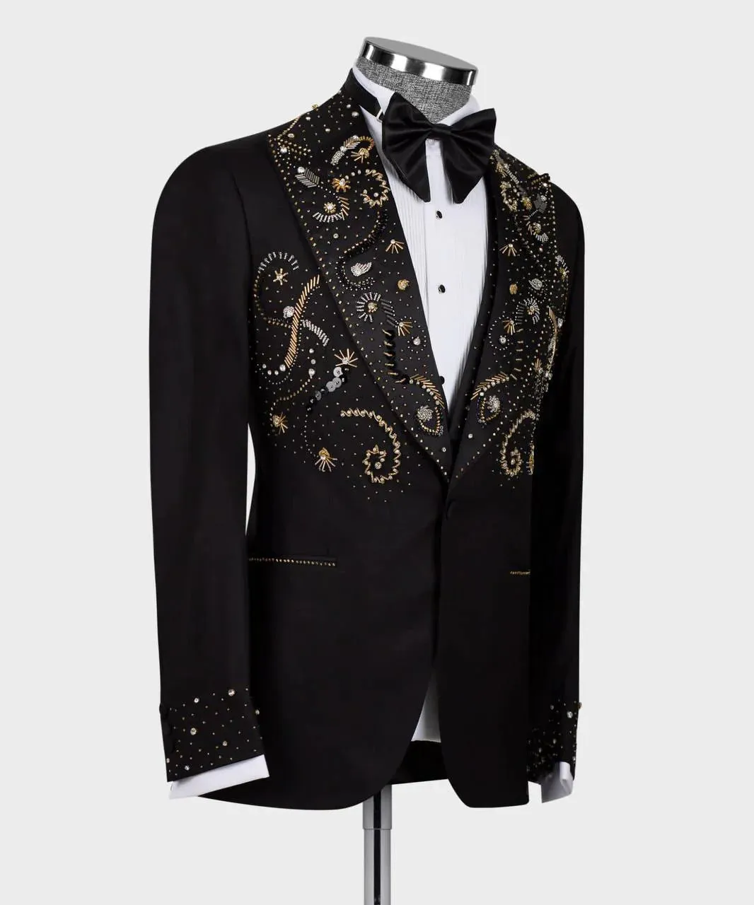 Designer Black Double Breasted Tuxedo