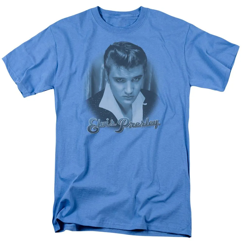 Elvis Presley Blue Suede Fade Mens T Shirt Carolina Blue