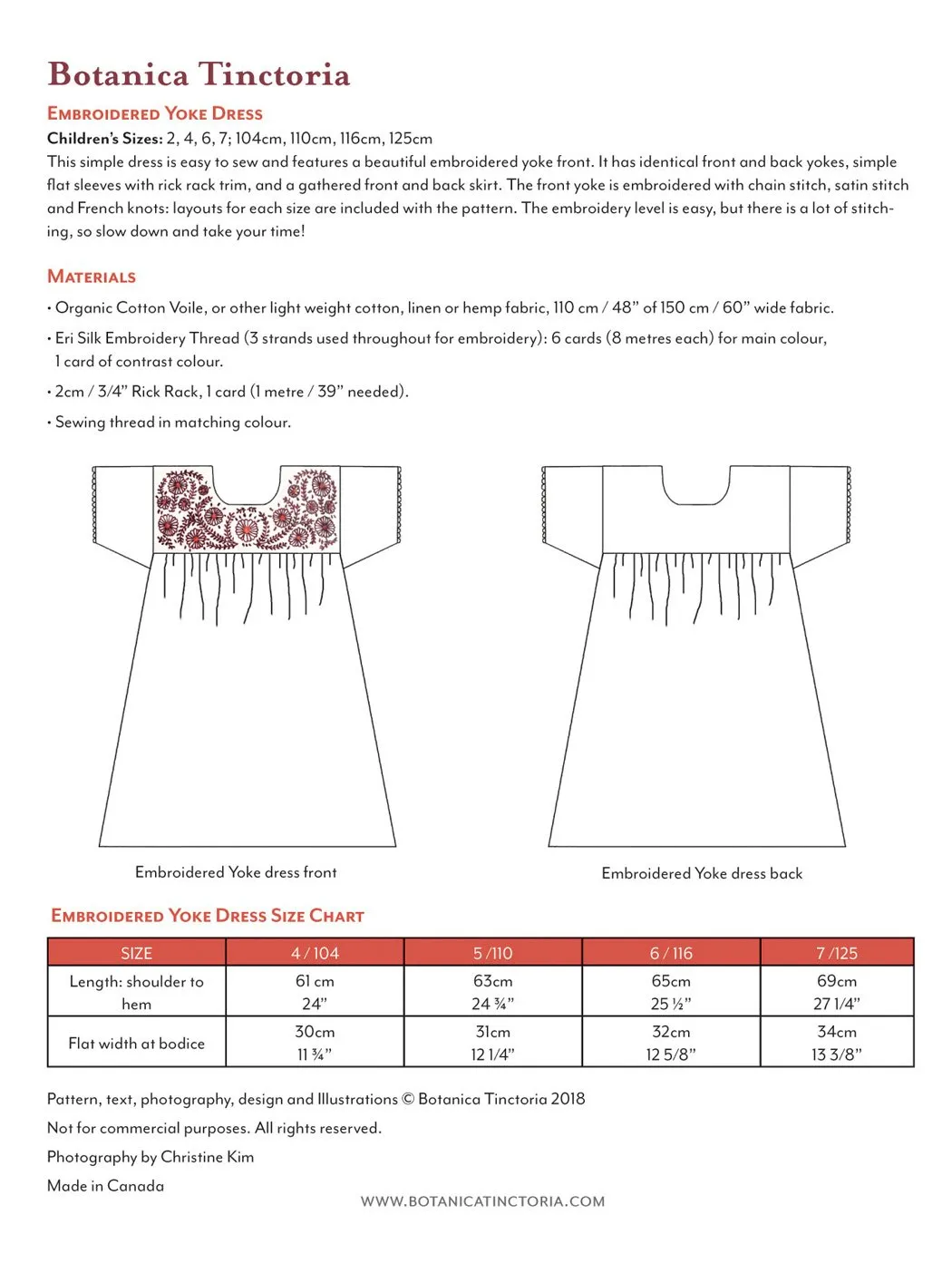 Embroidered Yoke Dress Pattern