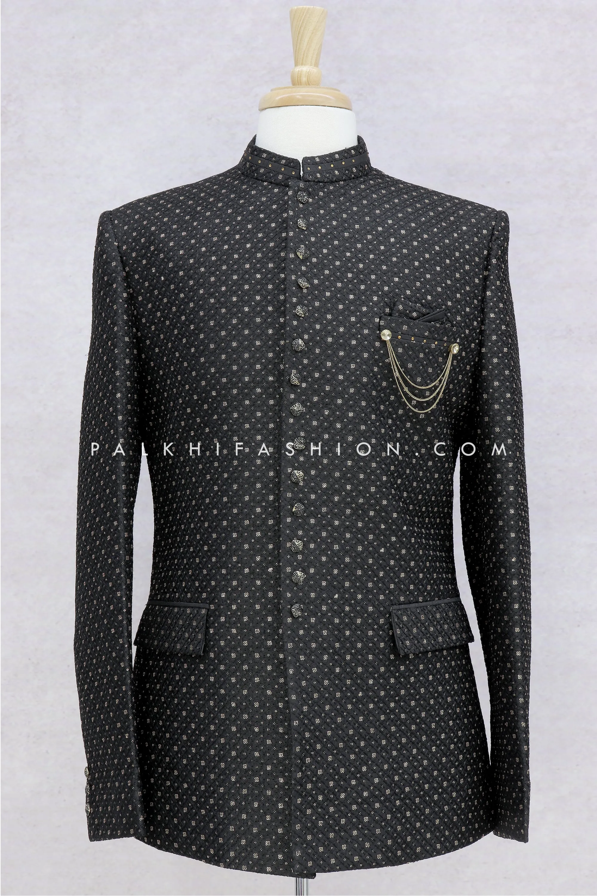 Festive Black Jodhpuri Suit With Embroidery Work