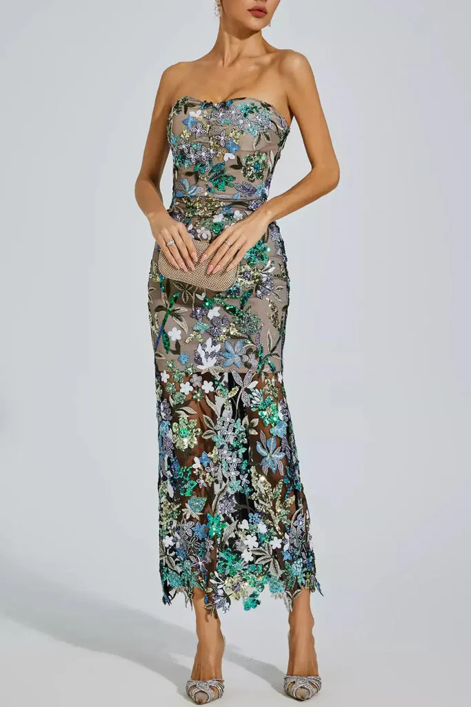 Fioralba Floral Strapless Evening Dress