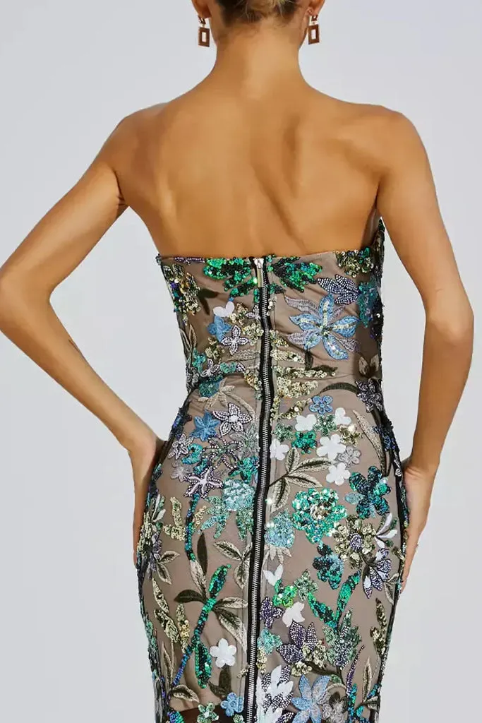 Fioralba Floral Strapless Evening Dress