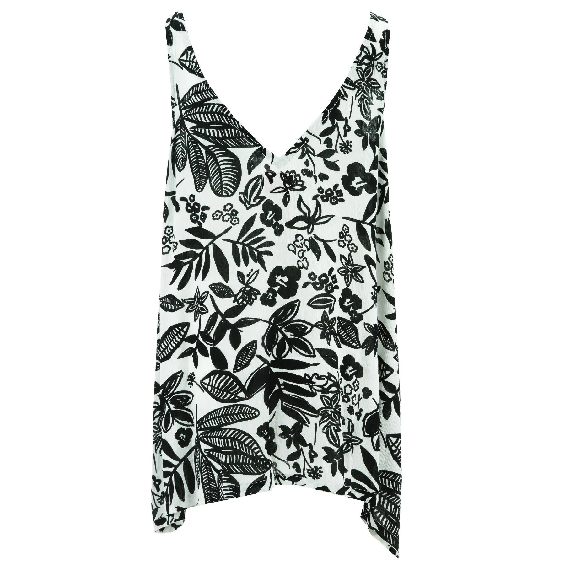 Floaty Asymmetrical Summer Dress - Mono Leaves