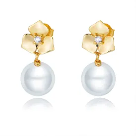 Flower Pearl Earrings Hook Earrings