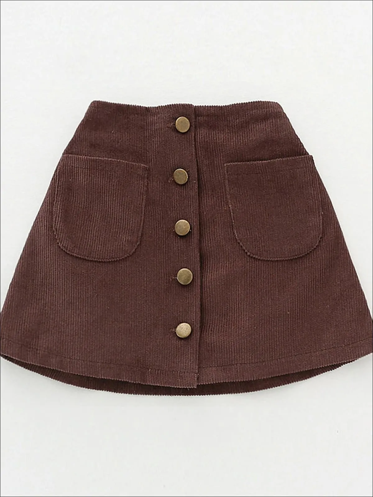 Girls Buttoned Corduroy A-Line Skirt