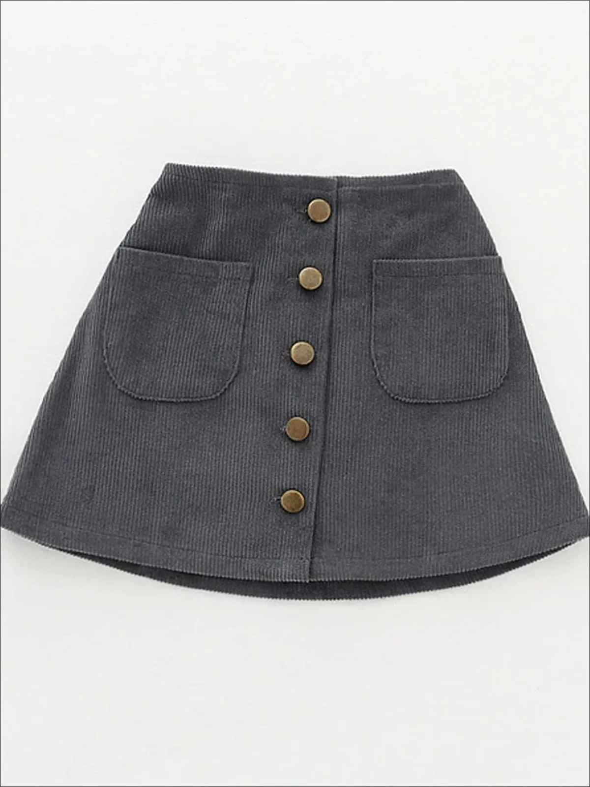 Girls Buttoned Corduroy A-Line Skirt