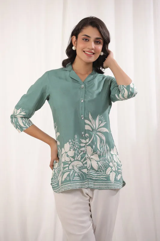 Graceful Green Russian Silk Shirt