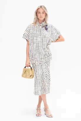 Grid Skirt, Ecru