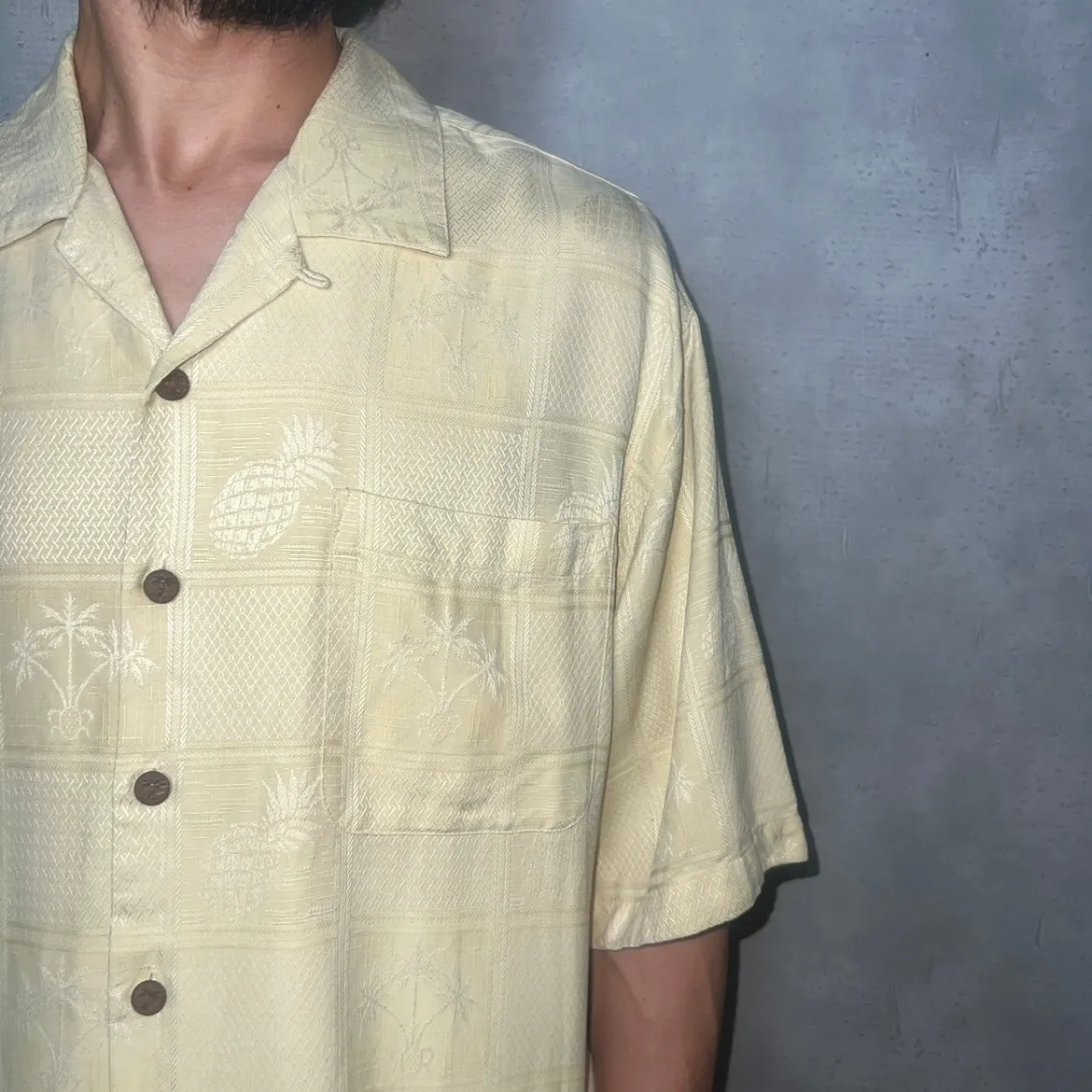 *JAMAICA JAXX* / WASHABLE SILK JACQUARD SS SHIRT / L