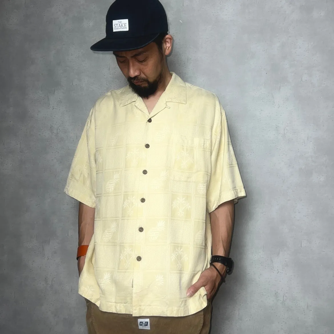 *JAMAICA JAXX* / WASHABLE SILK JACQUARD SS SHIRT / L