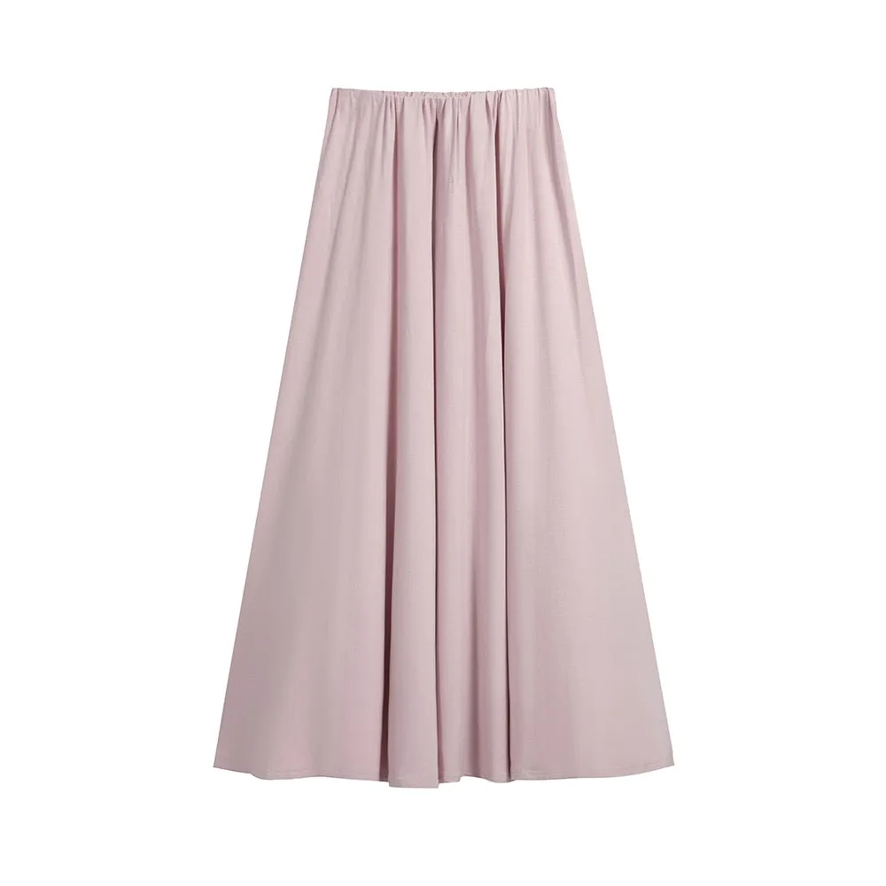 [Korean Style] 3 Colors Elastic Waisted A-line Maxi Skirt