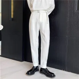 Men Solid Man Trouser with Belt Spring Length Casual Pant Quality