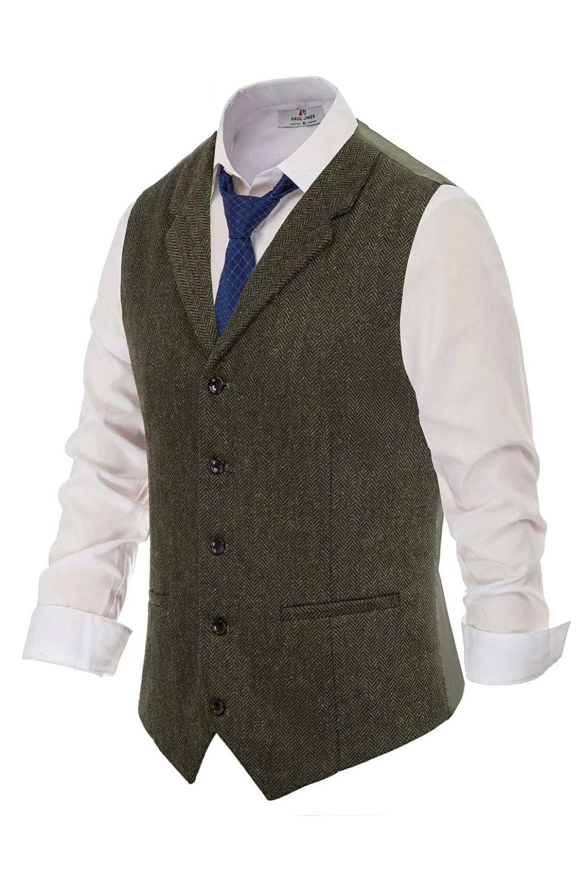 Mens Western Herringbone Suit Vest Tweed Wool Blend Slim Fit Waistcoats