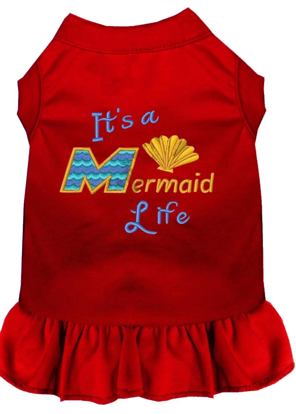 Mermaid Life Embroidered Dog Dress Red Xl (16)