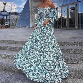 Off Shoulder Maxi Evening Party Dress