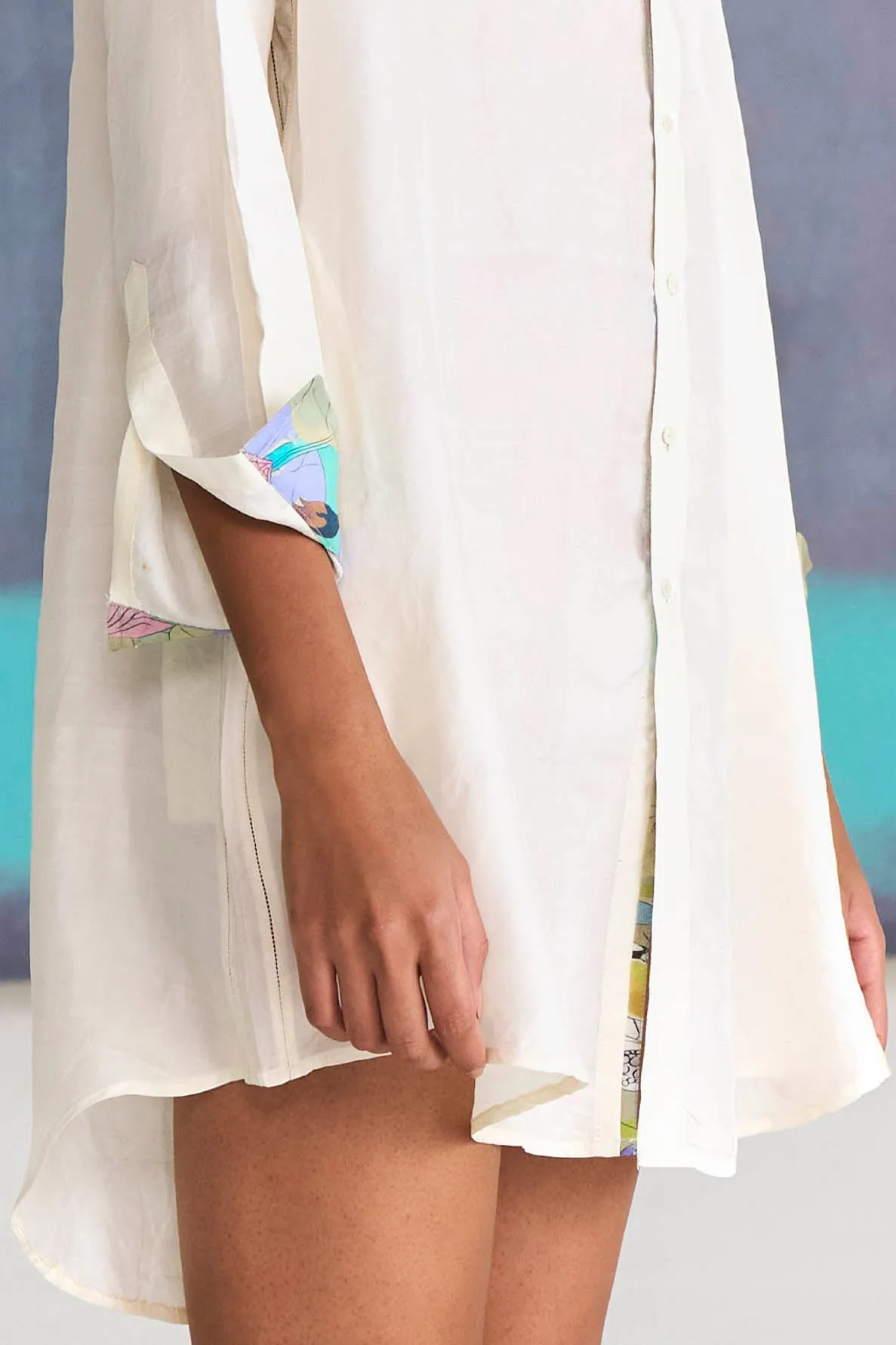 Oversized Shirt White in Silk