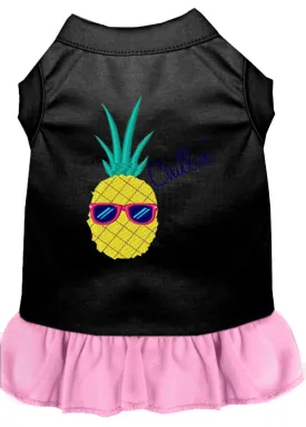 Pineapple Chillin Embroidered Dog Dress Black With Light Pink Xxl (18)