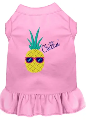 Pineapple Chillin Embroidered Dog Dress Light Pink Med (12)