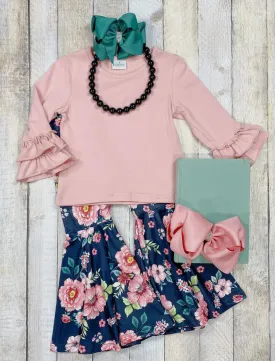 Pink Floral Flare Bell Set