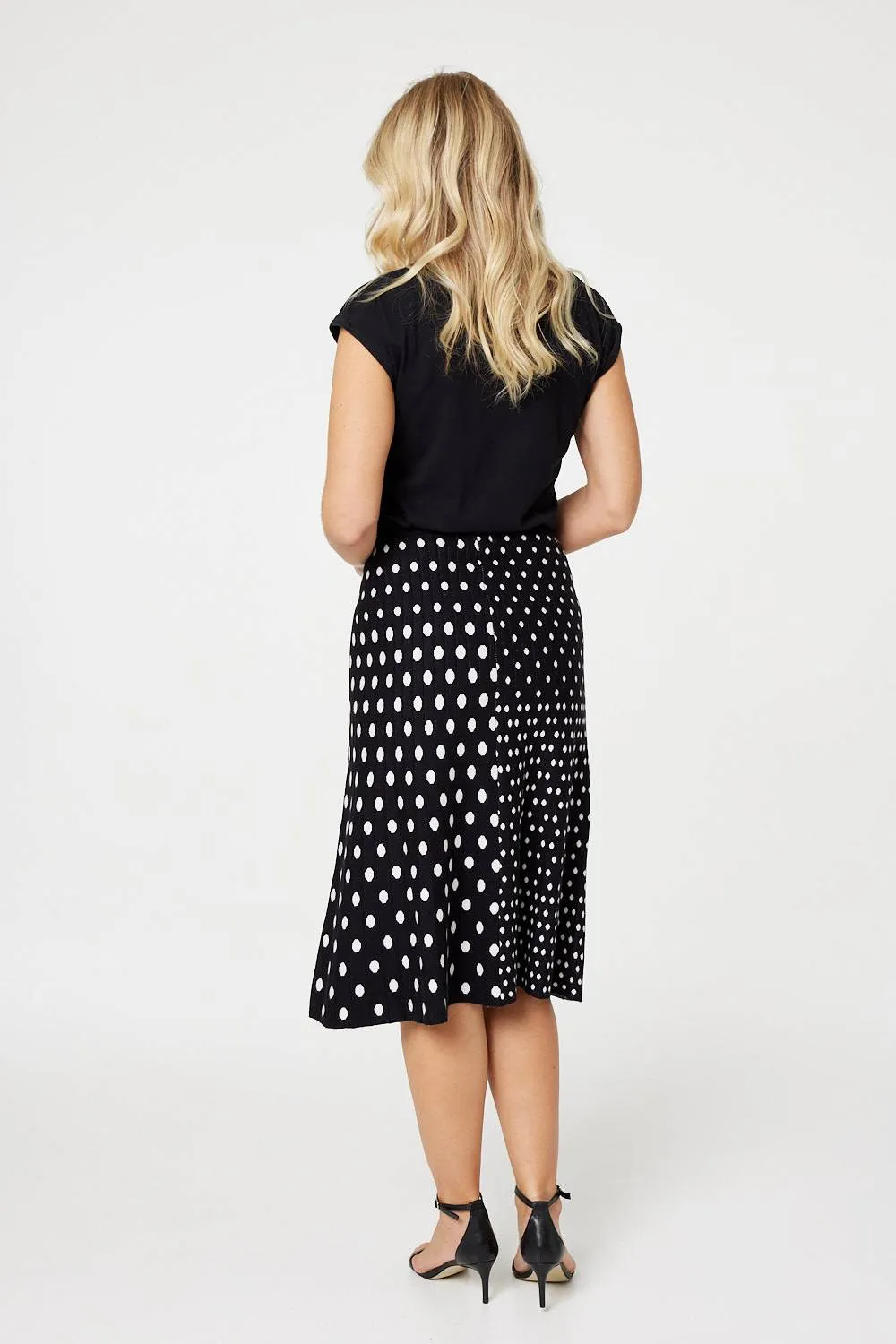 Chic Polka Dot A-Line Knitted Skirt