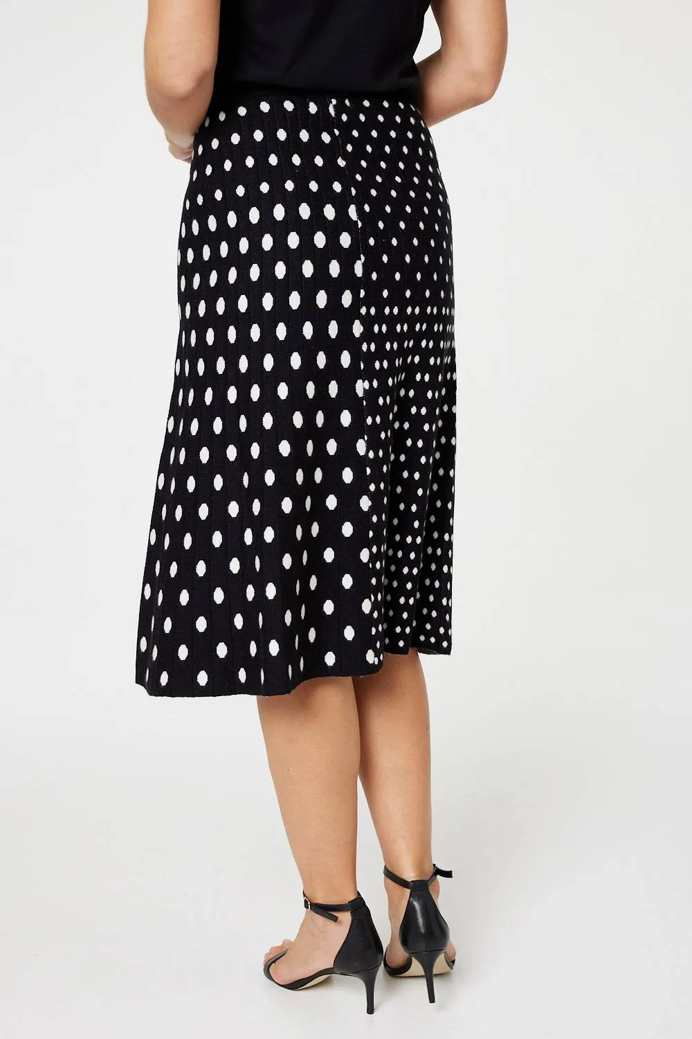 Chic Polka Dot A-Line Knitted Skirt