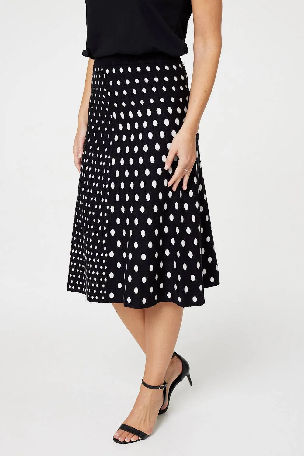 Chic Polka Dot A-Line Knitted Skirt