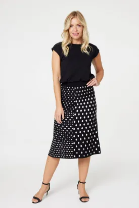 Chic Polka Dot A-Line Knitted Skirt