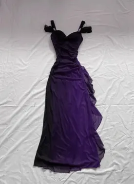 Purple A-line Chiffon Long Party Dress Prom Dress, Purple Chiffon Evening Dress