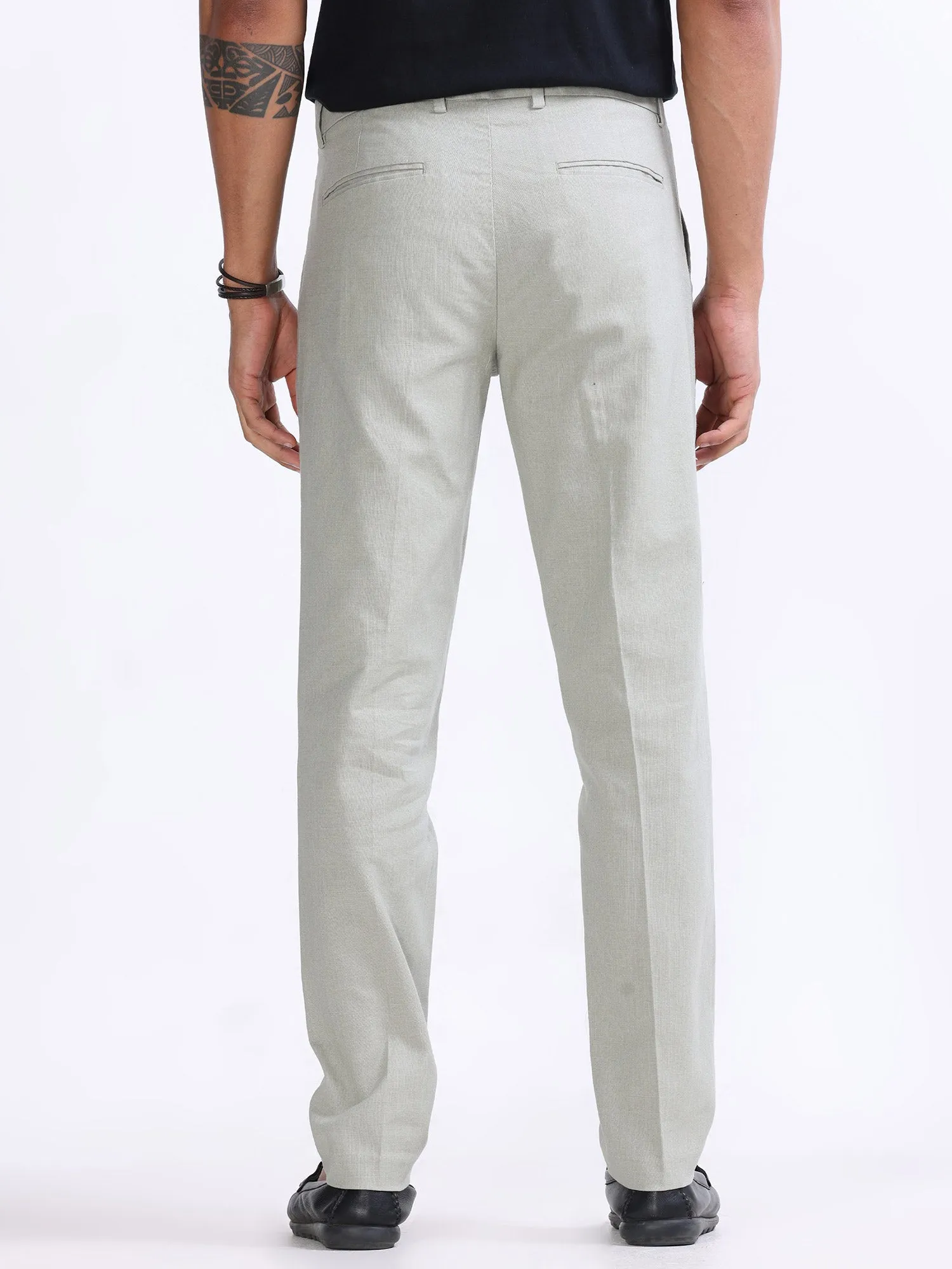 Raw Slub Pistachio Pleated Pant