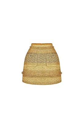 Romanza A-line Patch Pocket Tweed Mini Skirt