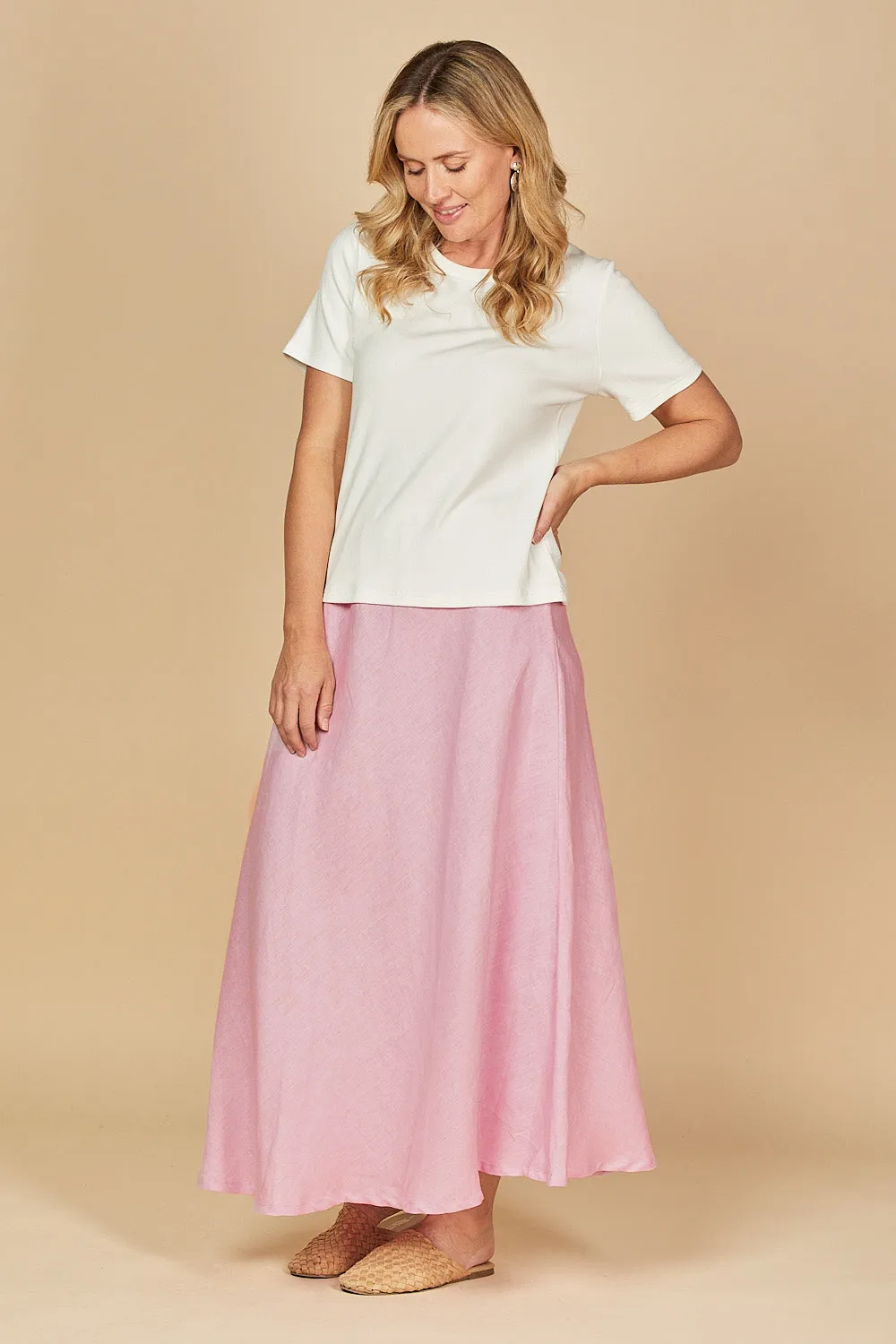 Sabina Linen Skirt in Peony