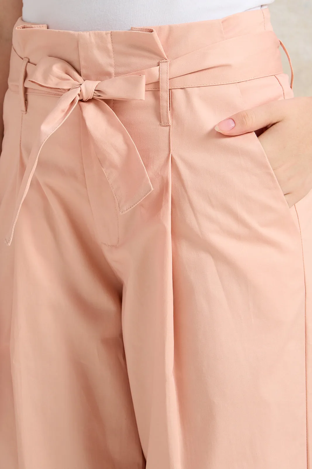 Senior Girls Pink Straight Fit Pants