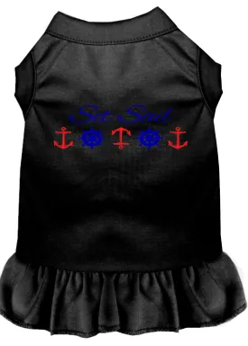 Set Sail Embroidered Dog Dress Black 4x (22)