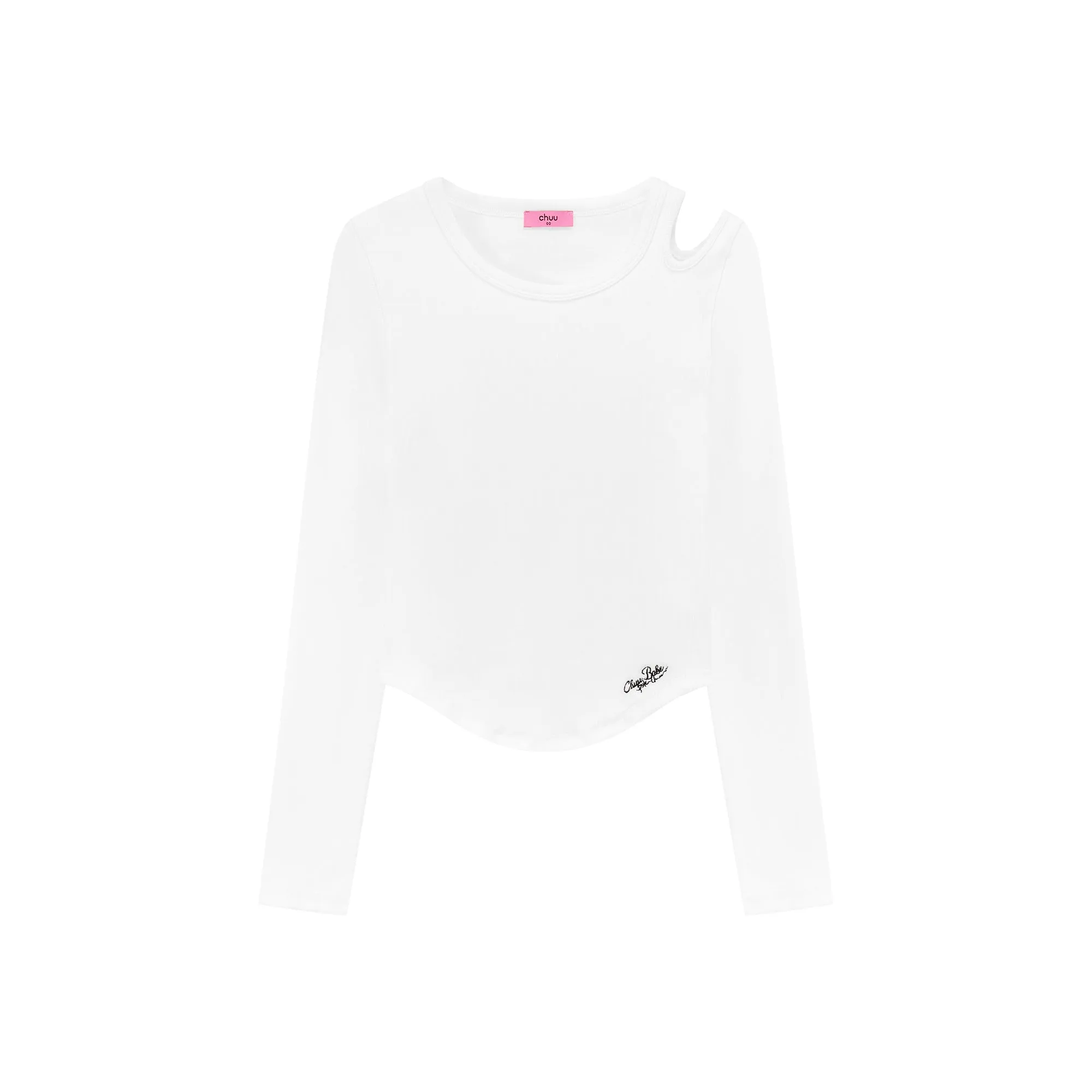 Shoulder Cut Out Simple T-Shirt